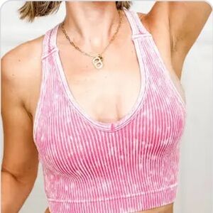 Zenana Outfitters Pink Striped Crop Top